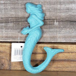 Mermaid Figure Iron Hook Wall Decor Blue Turquoise Fancy That Gift & Decor